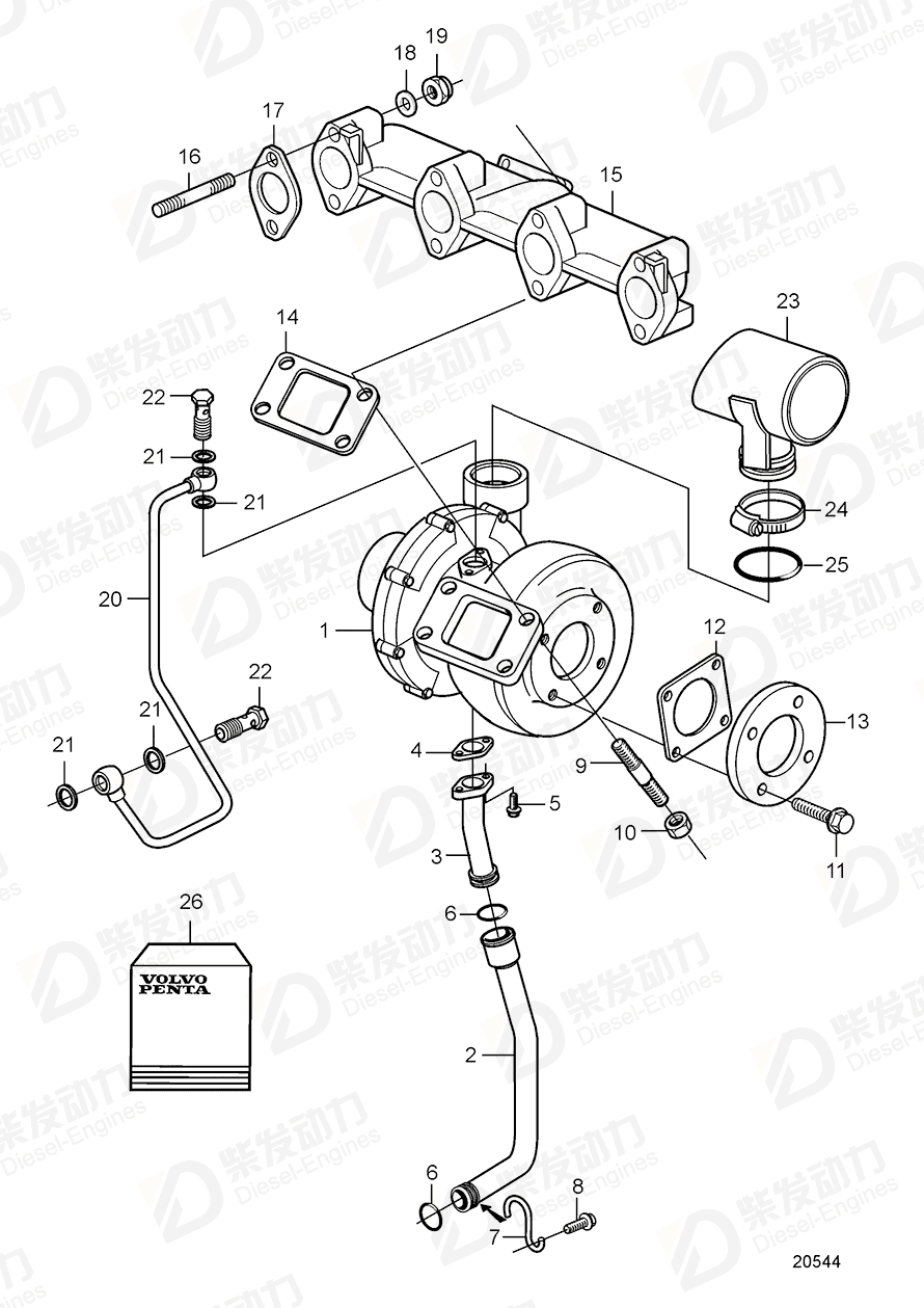 volvo penta Oil line 20580165 Drawing volvo penta Oil line 20580165 Drawing
